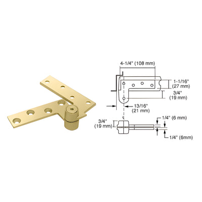 Rixson® Polished Brass 3/4" Offset Top Pivot