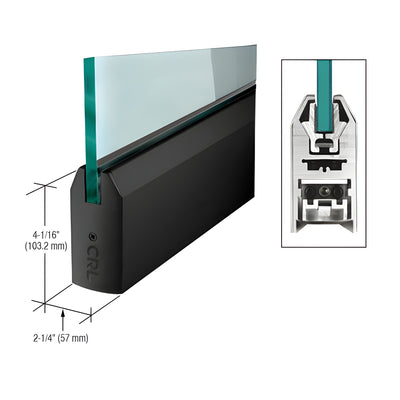 CRL Matte Black 1/2" Glass 4" Tapered Door Rail Without Lock - 35-3/4" Length