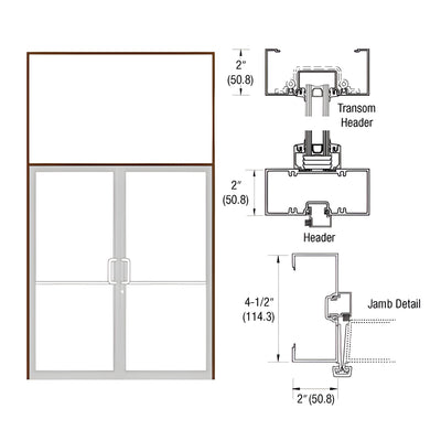 CRL-U.S. Aluminum Dark Bronze/Black Anodized Class 1 Custom Size Series 451 Open Back Gear Hinge Transom Frame Complete (2FT)