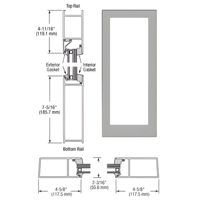 CRL-U.S. Aluminum IG600 Series Clear Anodized Blank Single Hurricane Resistant Offset Hung Entrance Door- No Prep