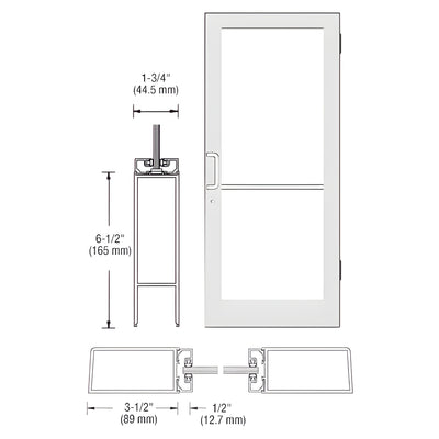 CRL-U.S. Aluminum White KYNAR® Paint Series 400 Custom Single 36" x 84" Medium Stile Butt Hinge Entrance Door