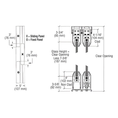 CRL Black Bronze Anodized OXO Format Sliding Door Entrance System - 4" Top and Bottom Tapered Rail