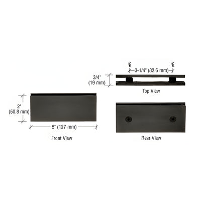CRL Matte Black Square 180 Degree Glass-to-Glass Clamp