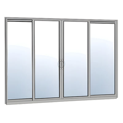 CRL-U.S. Aluminum Clear Anodized OXXO Sliding Door Thermally Broken Fin Frame Glazed with Screen