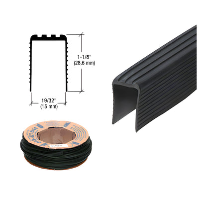 CRL Black 15mm U-Channel Cap Rail Vinyl Insert - 100' Roll