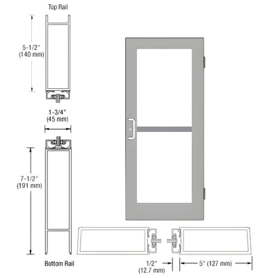 CRL-U.S. Aluminum Clear Anodized Custom Single 36" x 84" Series 550 Wide Stile Butt Hinge Entrance Door