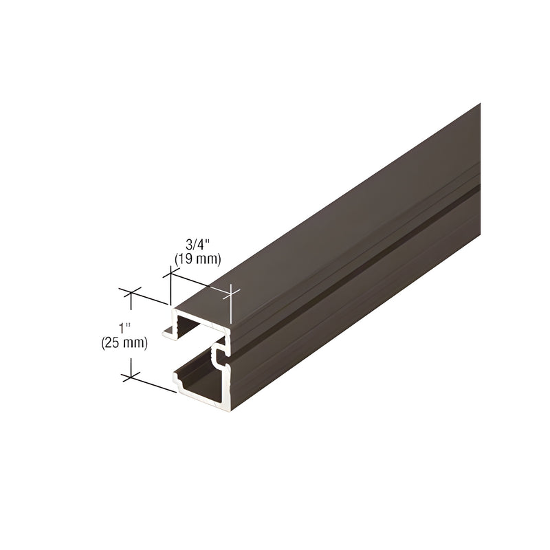A section of dark bronze anodized aluminum pocket reducer for structural silicone glazing shown with dimensional labels.