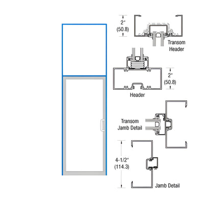 CRL-U.S. Aluminum Clear Anodized Class 1 Hinged Left Open Back Transom Frame for Single Door with Offset Pivots, Panics and Using Surface Closers