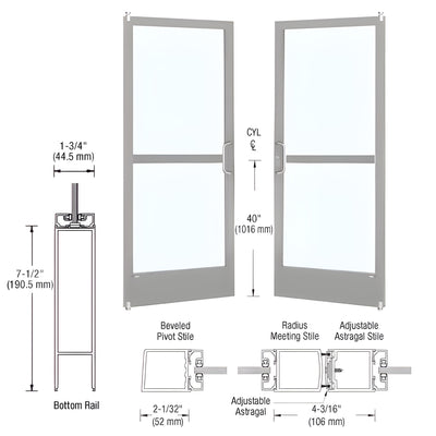 CRL-U.S. Aluminum Clear Anodized Custom Pair Series 250 Narrow Stile Offset Pivot Entrance Doors With Panics for Surface Mount Door Closers
