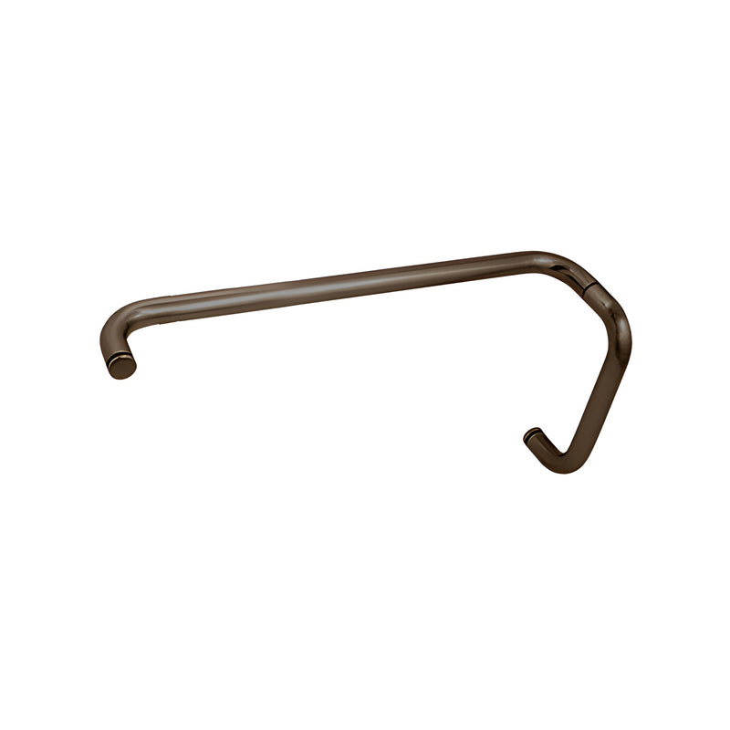 An oil rubbed bronze BM series combination pull handle and towel bar with a 3/4 inch tubular diameter.