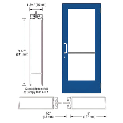 CRL-U.S. Aluminum Custom Size Custom Paint Single Series 550 Wide Stile Butt Hinge Entrance Door ADA/Title 24