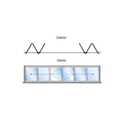 CRL Satin Anodized Palisades S90 3+3 Bi-Fold Bi-Part Exterior Swing with Raised Sill and Exterior Lever Lock