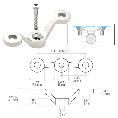 CRL Polished Stainless Double Arm Post Mount Spider Fitting