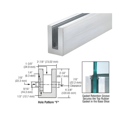 CRL L56S Series Mill Aluminum Standard Square Base Shoe 10' Drilled with Fascia Holes Pattern "F" for 9/16" Glass