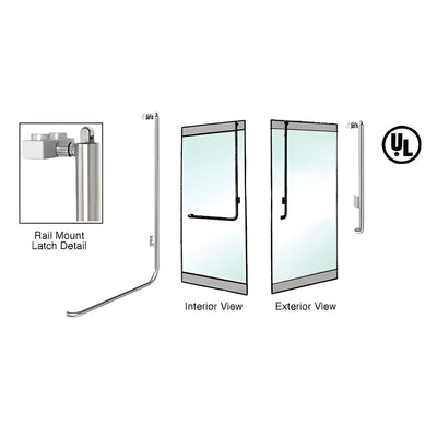 CRL-Blumcraft® Polished Stainless Right Hand Reverse Rail Mount Retainer Plate "JS" Exterior, Top Securing Panic Handle