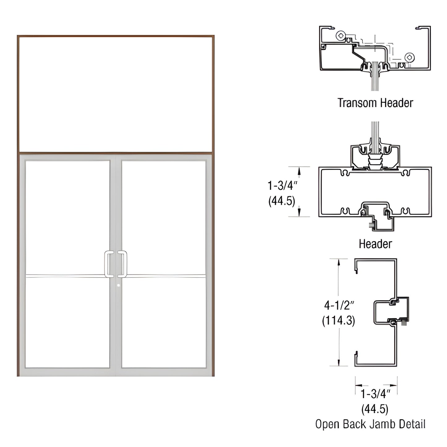 CRL-U.S. Aluminum S450 OpenBack Transom Gear Hinge 2FT Black Anodized
