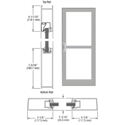 CRL-U.S. Aluminum Clear Anodized Class 1 IG500 Series Custom Pair StormFront™ Gear Hinged Entrance for Panic and Surface Closer
