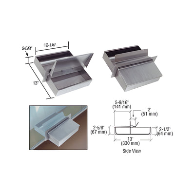 CRL Brushed Stainless Steel 12-1/4" Wide x 13" Deep x 2-5/8" High Counter-Top Deal Tray with Flip Lid