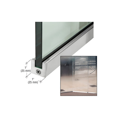 CRL Brushed Stainless 1" Tall Slender Profile Door Rail Without Lock - 35-3/4"