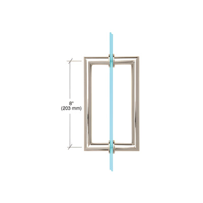 CRL Polished Nickel 8" MT Series Round Tubing Mitered Corner Back-to-Back Pull Handle