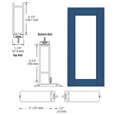 CRL-U.S. Aluminum Custom KYNAR® Paint Blank Single Series 850 Durafront Wide Stile Center Hung Entrance Door - No Prep