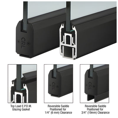 CRL Matte Black Custom Length 2-5/16" Low Profile Tapered Sidelite Rail with Saddle