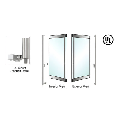 CRL-Blumcraft® Brushed Stainless Right Hand Reverse Rail Mount Keyed Access 'F' Bottom Secured Deadbolt Exterior Handle