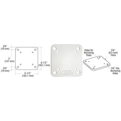 CRL Sky White 6-1/2" x 6-1/2" Square Base Plate
