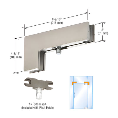 DORMAKABA® Brushed Stainless Sidelite Mounted Transom Patch Fitting with Pivot