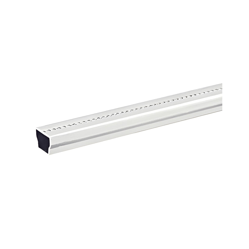 A close-up view of a clear anodized single seal spacer featuring a 7/16 inch width and a perforated top surface.