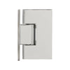 A side profile view of the polished chrome Victoria Series wall mount hinge showing the full back plate.