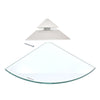 The complete CRL 10 inch by 10 inch corner shelf clip kit including the clear tempered glass shelf, satin chrome clip, and mounting screw.