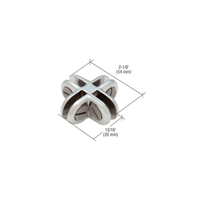 CRL Chrome Four-Way 90 Degree Display Connector