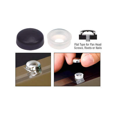CRL Black Flat Small Snap Cap Screw Covers