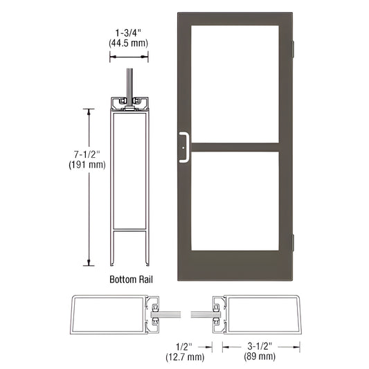 CRL-U.S. S400 Entrance Door - Black Anodized, Panic & Surface Closer