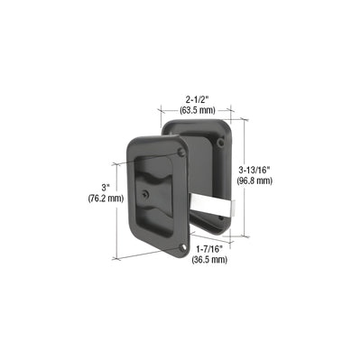 CRL Black Sliding Screen Door Latch and Pull With 3" Screw Holes for Hat Section Doors