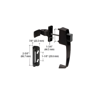 CRL Black Screen and Storm Door Push Button Latch with Tie Down Screw with 1-3/4" Screw Holes