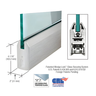 CRL Brushed Stainless 1/2" Glass 4" Tapered Door Rail Without Lock - Custom Length