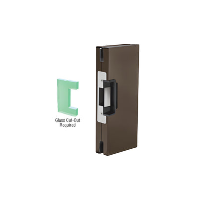 CRL Dark Bronze 4" x 10" RH/LHR Custom Center Lock Glass Keeper With Deadlatch Electric Strike