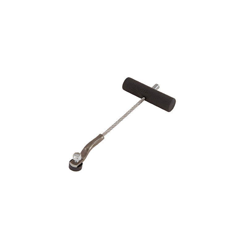 A CRL standard cold knife pull handle featuring a black T-grip, a braided metal cable, and a metal mounting bracket.