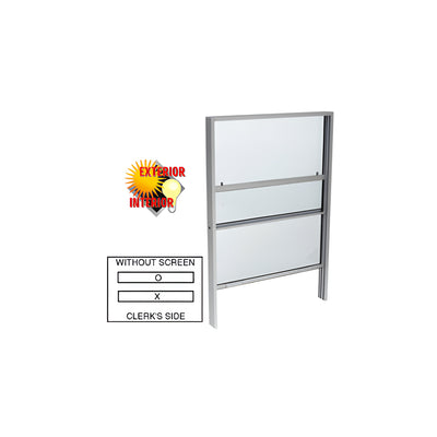 CRL Satin Anodized Vertical Sliding Service Window with 1/4" Vinyl Glazing without Screen