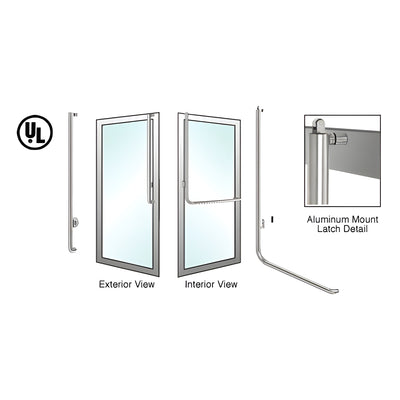 CRL-Blumcraft® Brushed Stainless Left Hand Reverse Aluminum Door Mount Keyed Access "J" Exterior, Top Securing Panic Handle