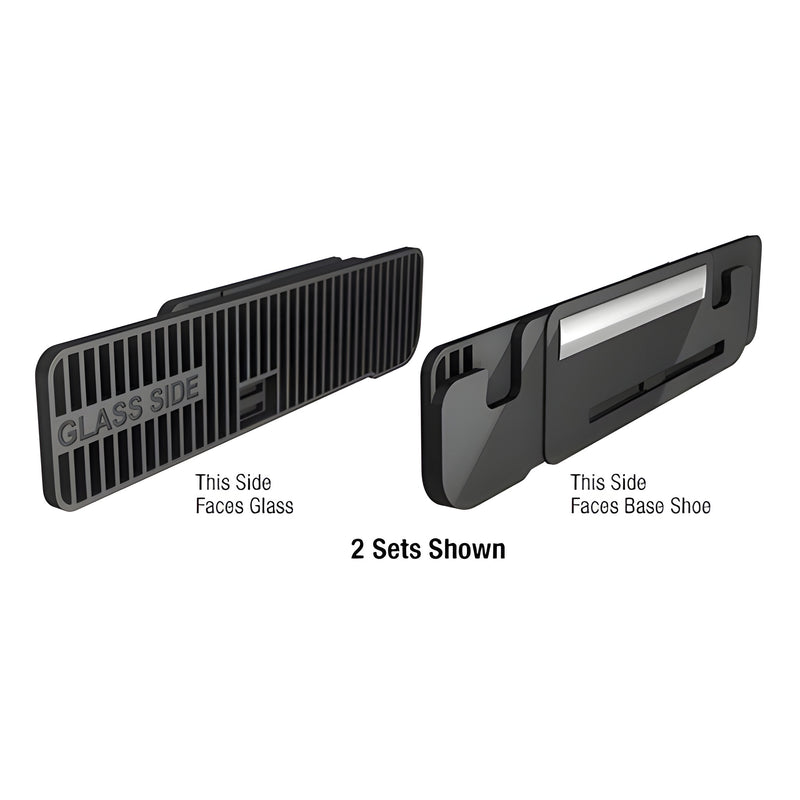 Two black TAPER-LOC XA taper sets are displayed, showing the ribbed glass-facing side and the smooth base shoe-facing side.