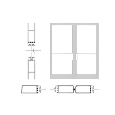 CRL-U.S. Aluminum Double Doors Medium Stile NOA 72" x 84" Non Impact Offset Pivoted Door White KYNAR® Paint
