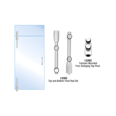 CRL Brushed Stainless Laguna Pivot Door System for Use With Free-Swinging Doors With Top and Glass Transom Mount Pivot