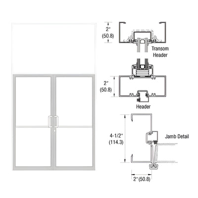CRL-U.S. Aluminum Custom Size White KYNAR® Paint Series 451 Open Back Gear Hinge Transom Frame Complete (2FT)