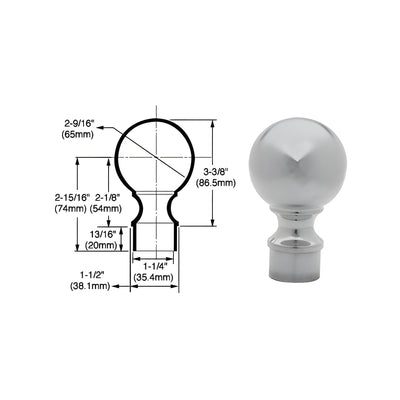 CRL Brushed Stainless Ball End Cap for 1-1/2" Tubing