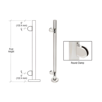 CRL Polished Stainless 42" Steel Round Glass Clamp 90 Degree Corner Post Railing Kit