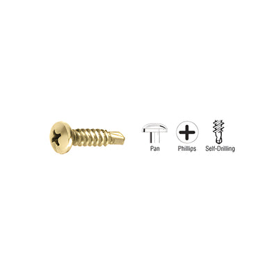 CRL Brass 8-18 x 3/4" Self-Drilling Pan Head Phillips Screws