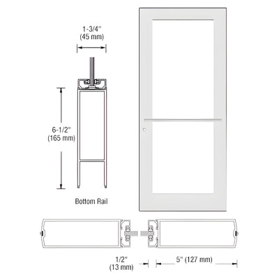 CRL-U.S. Aluminum White KYNAR® Paint Custom Single Series 550 Wide Stile Center Pivot Entrance Door for Overhead Concealed Door Closer